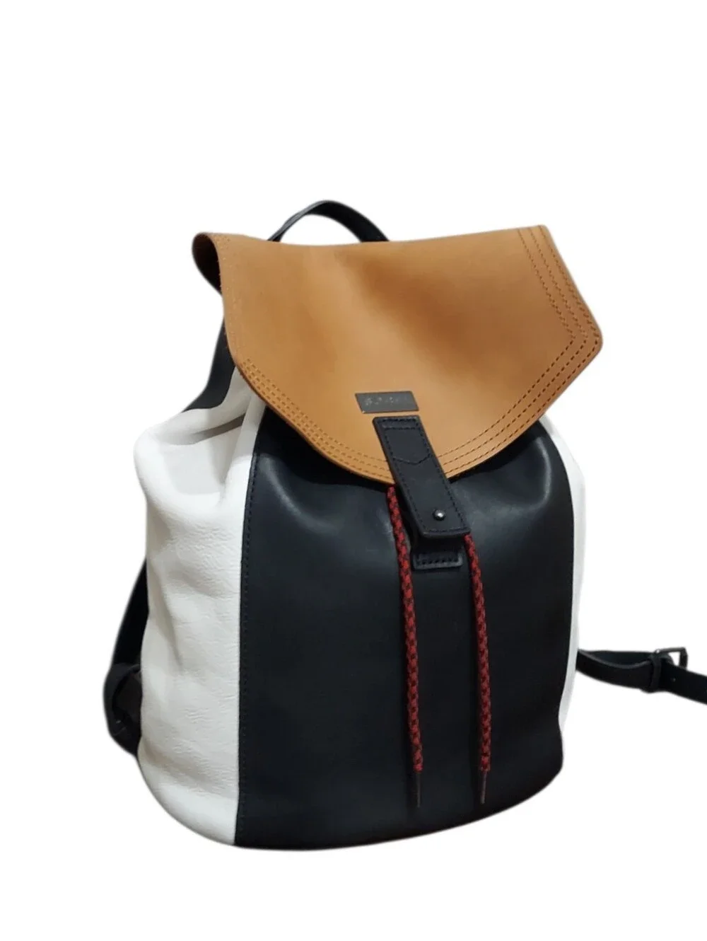 Sorel Tri Tone Full Grain Drawstring Leather Backpack Gently Loved